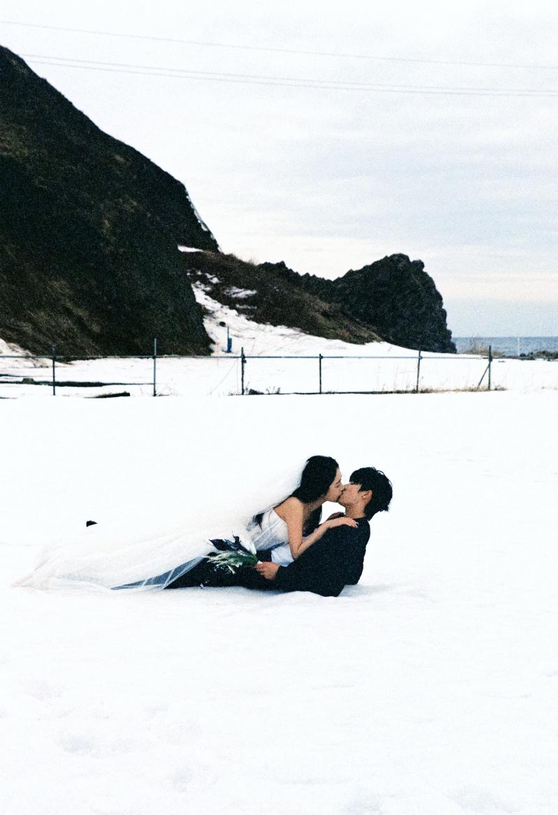 祝津海边雪山 日本婚纱照 日本旅拍